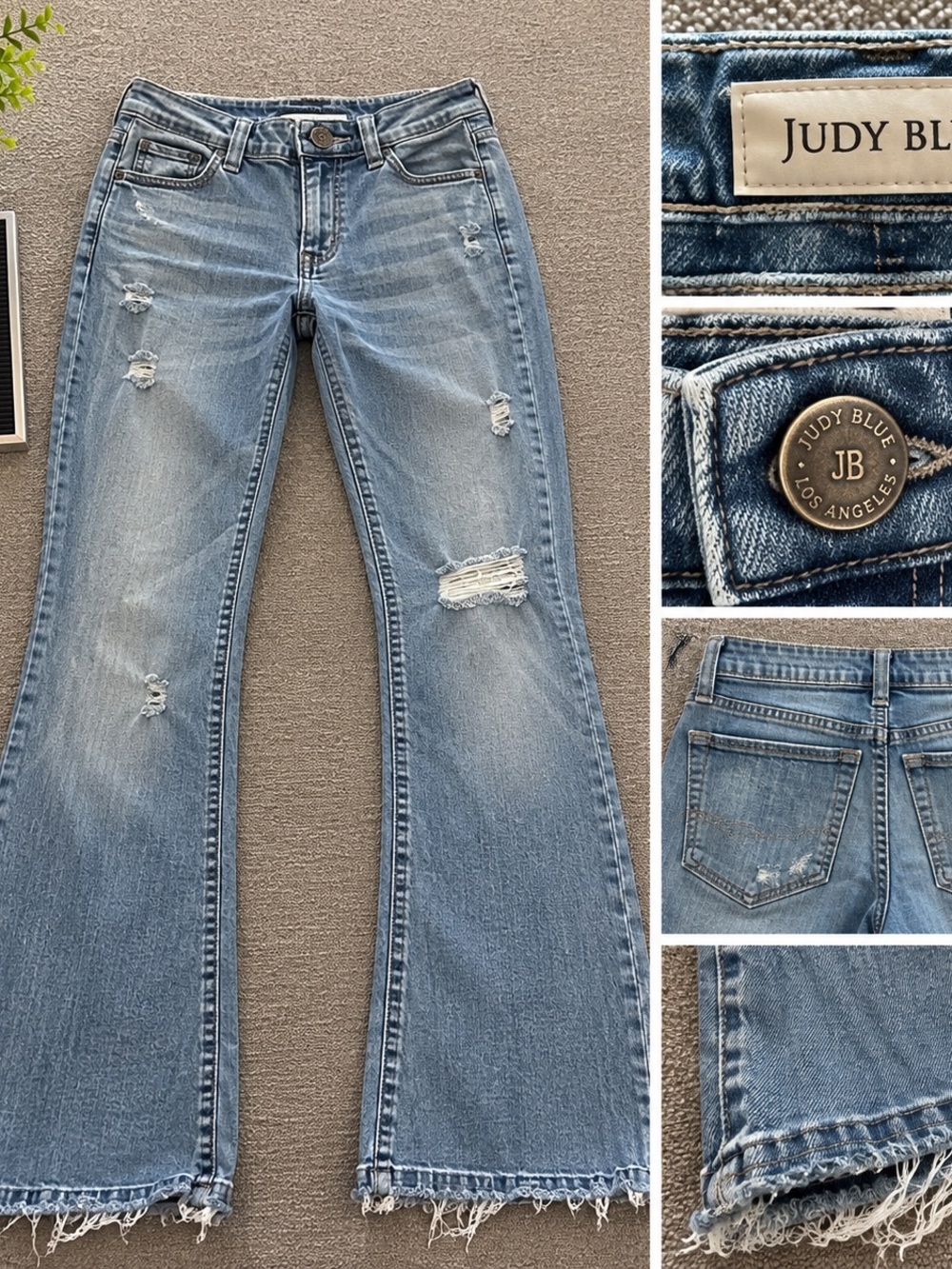 Judy Blue Bootcut Jeana 13/31 Distressed Raw Fray Hem Western Cowgirl Boho Y2K